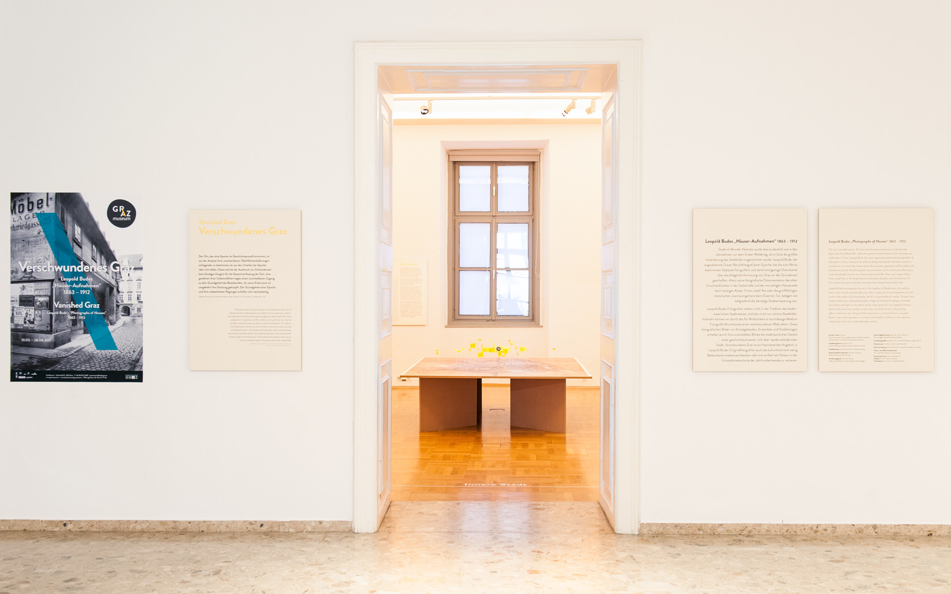 Ausstellungsgrafik für die Ausstellung "Verschwundenes Graz" im GrazMuseum von der Werbeagentur look! design
