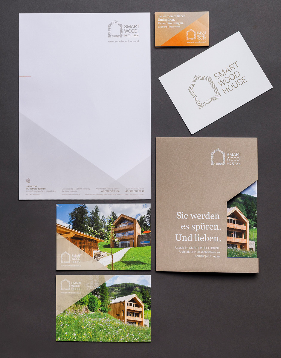 Corporate Identity für das Smart Wood House von der Werbeagentur look! design