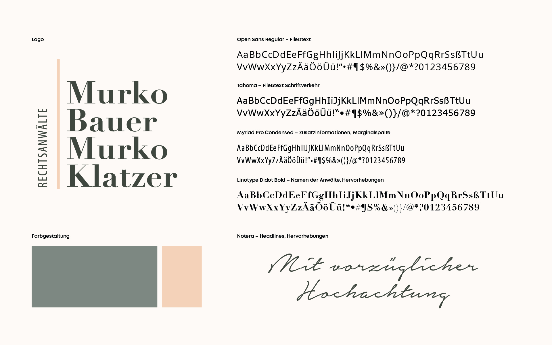 Typografie im Rahmen des Redesign für Rechtsanwaltskanzlei Murko Bauer Murko Klatzer von look! design