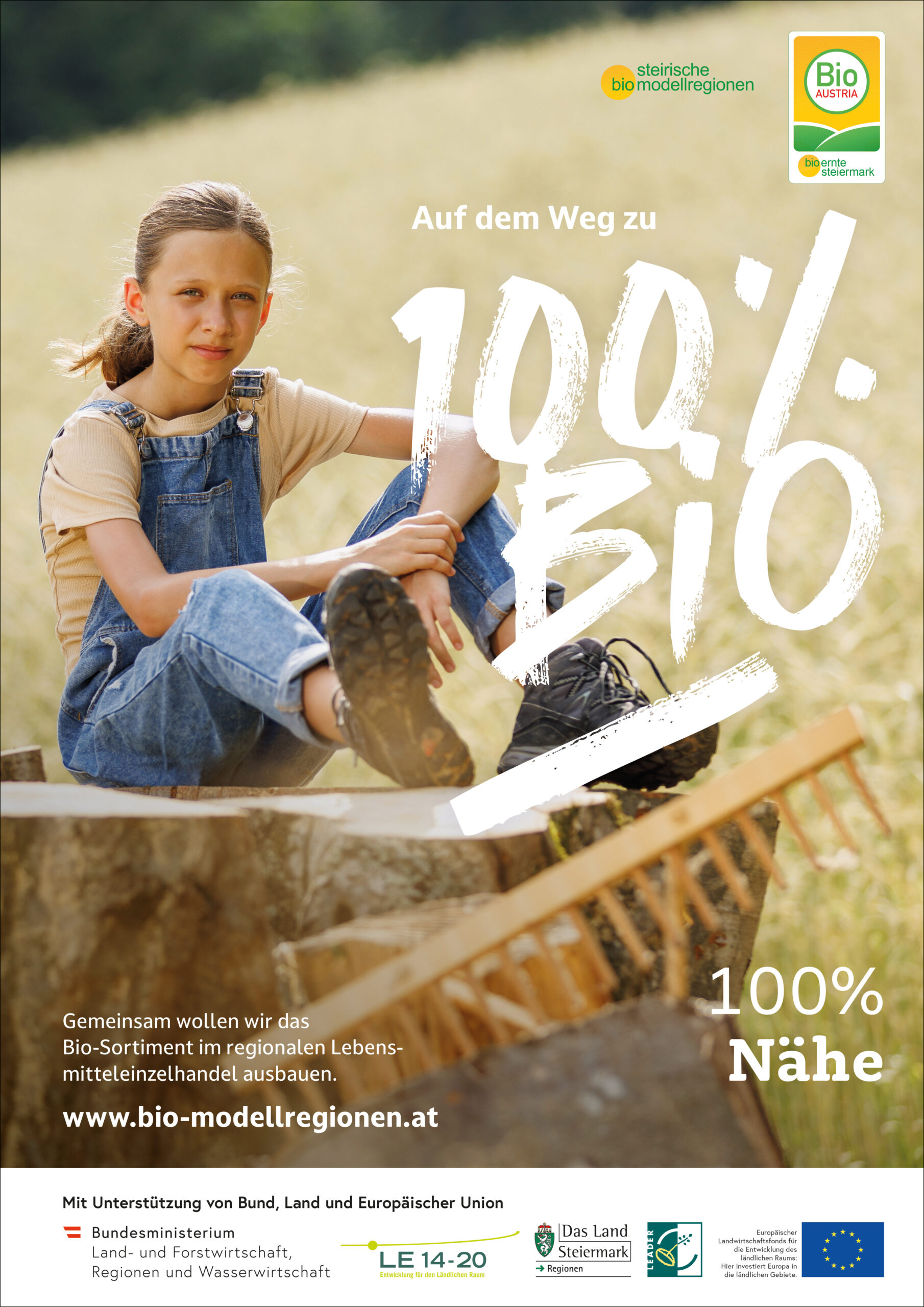 City Light Poster mit Mädchen für die Kampagne "Auf dem Weg zu 100% Bio"