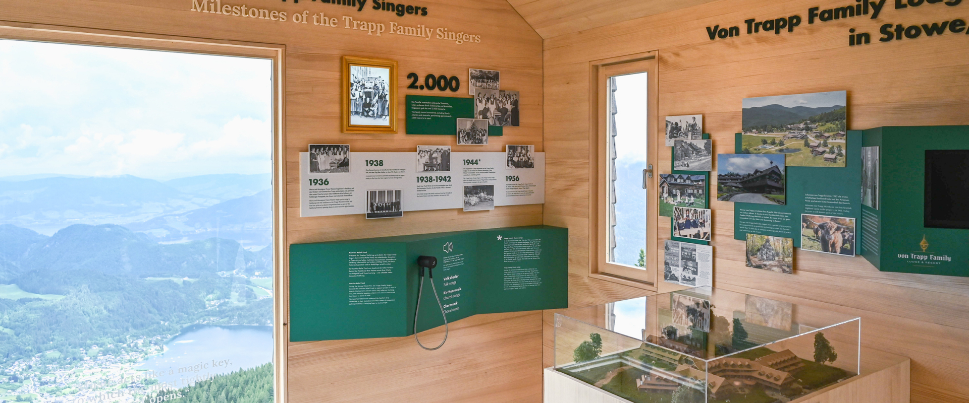 Innenansicht des Mini-Museum am Zwölferhorn über die Trapp-Familie
